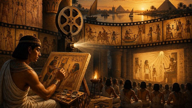 صورة تخيلية عن معرفة المصري القديم للسينما