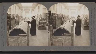 رواق التوابيت بالمتحف المصري عام 1906.. صورة نادرة لملامح القاهرة القديمة 